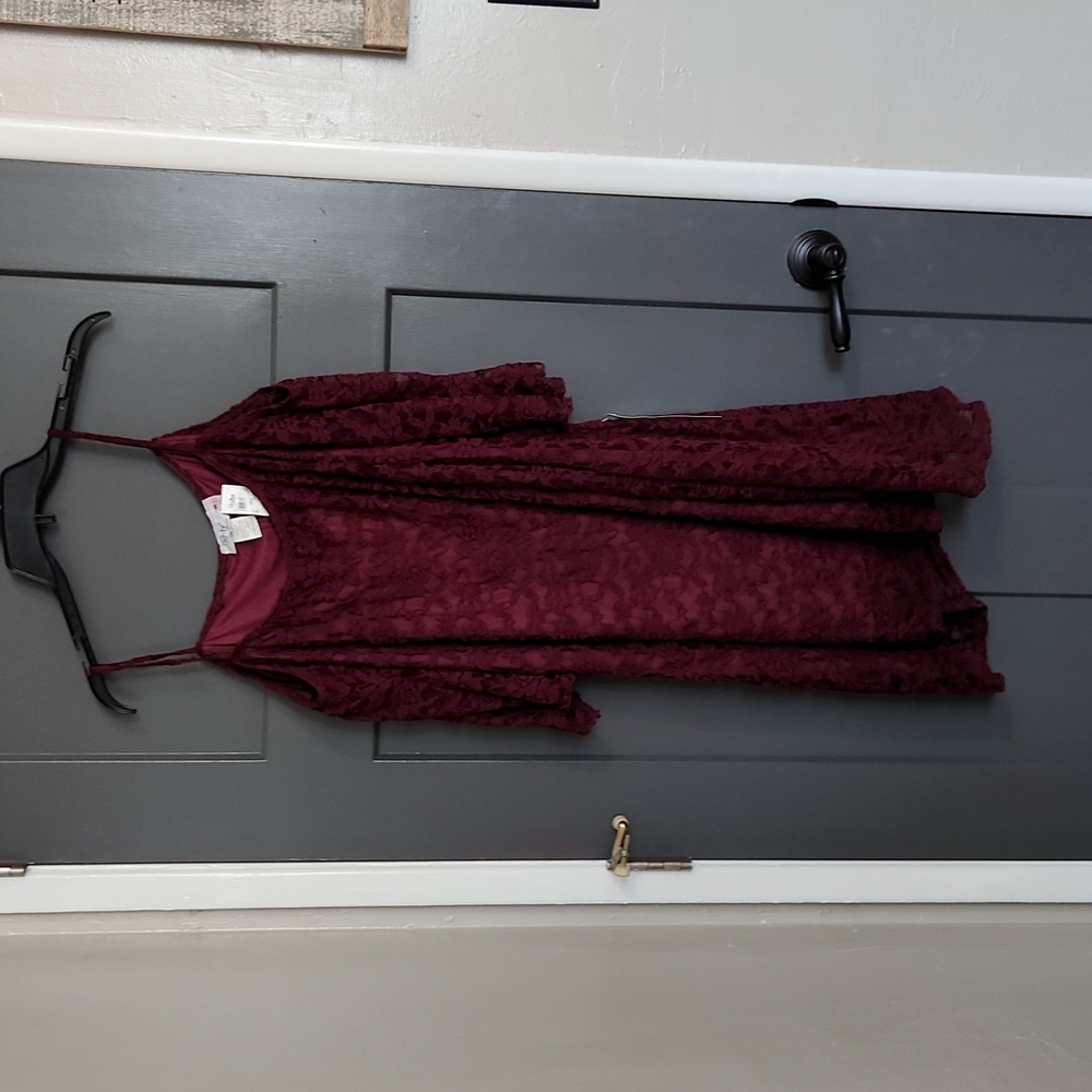 Maroon lace swing dress